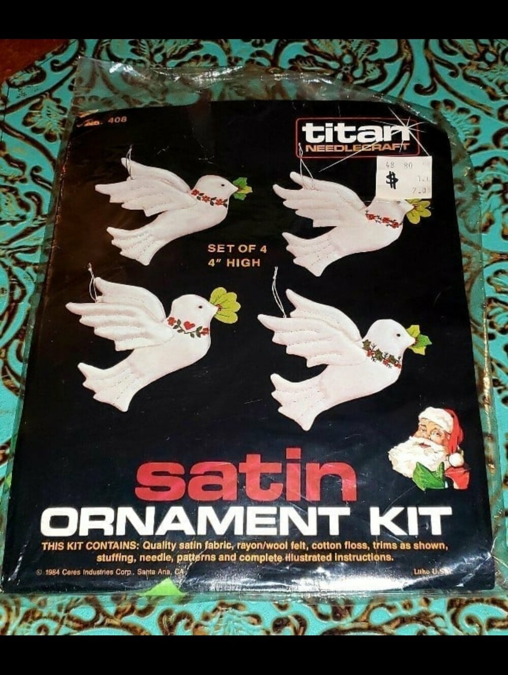 Vintage 1984 Titan Needlecraft Satin Doves Ornament Kit